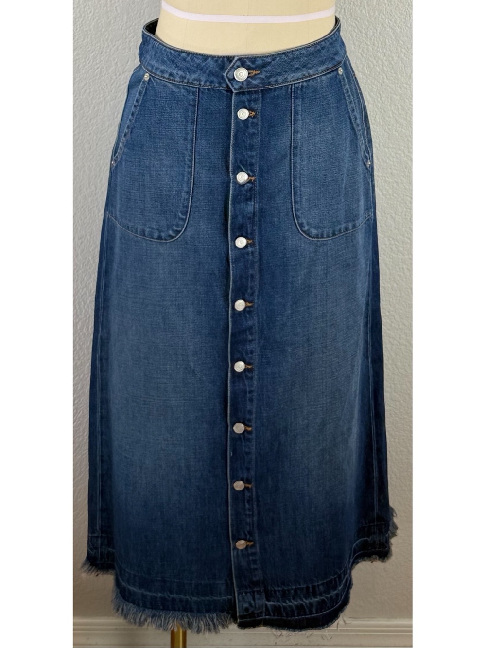Daily Blue Tephy Button Down Denim A-Line Skirt size Small - Picture 2 of 16